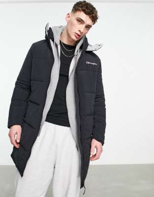 Champion longline puffer coat in black - ASOS Price Checker