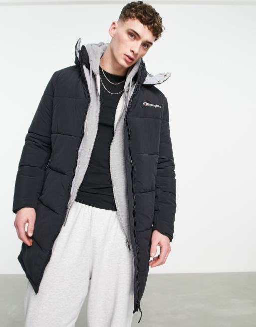 Champion long puffer jacket with clearance logo