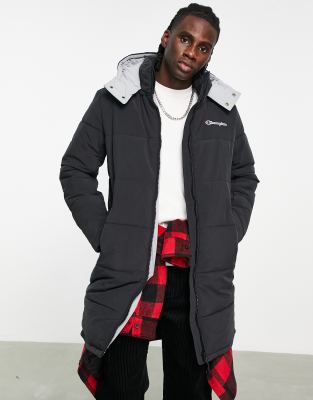 Champion longline puffer coat in black - ASOS Price Checker