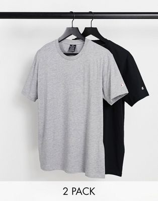 Champion 2 pack small logo t-shirts in grey and black - ASOS Price Checker