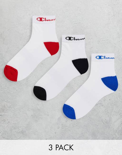Champion - Lot de 3 paires de chaussettes avec logo - Blanc et multicolore