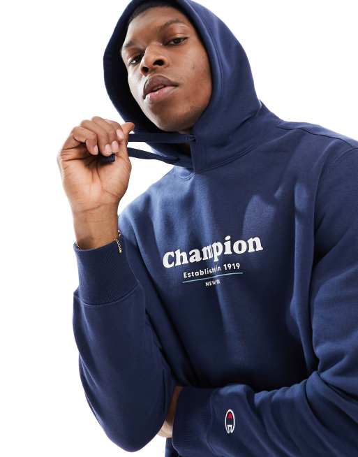Champion – Marinblå huvtröja med tryck baktill, 3 av 4