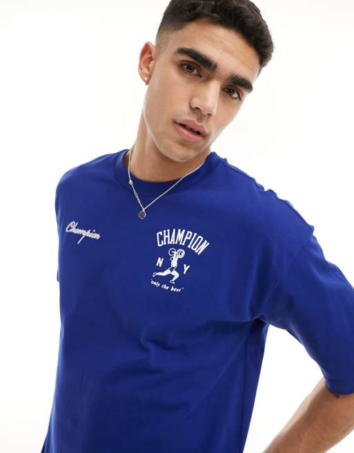 Champion - Mørkeblå T-shirt med logoprint bagpå, 4 af 4