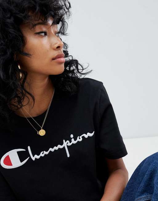 Champion - Omgekeerd geweven oversized T-shirt met logo op de voorkant, 3 van 4