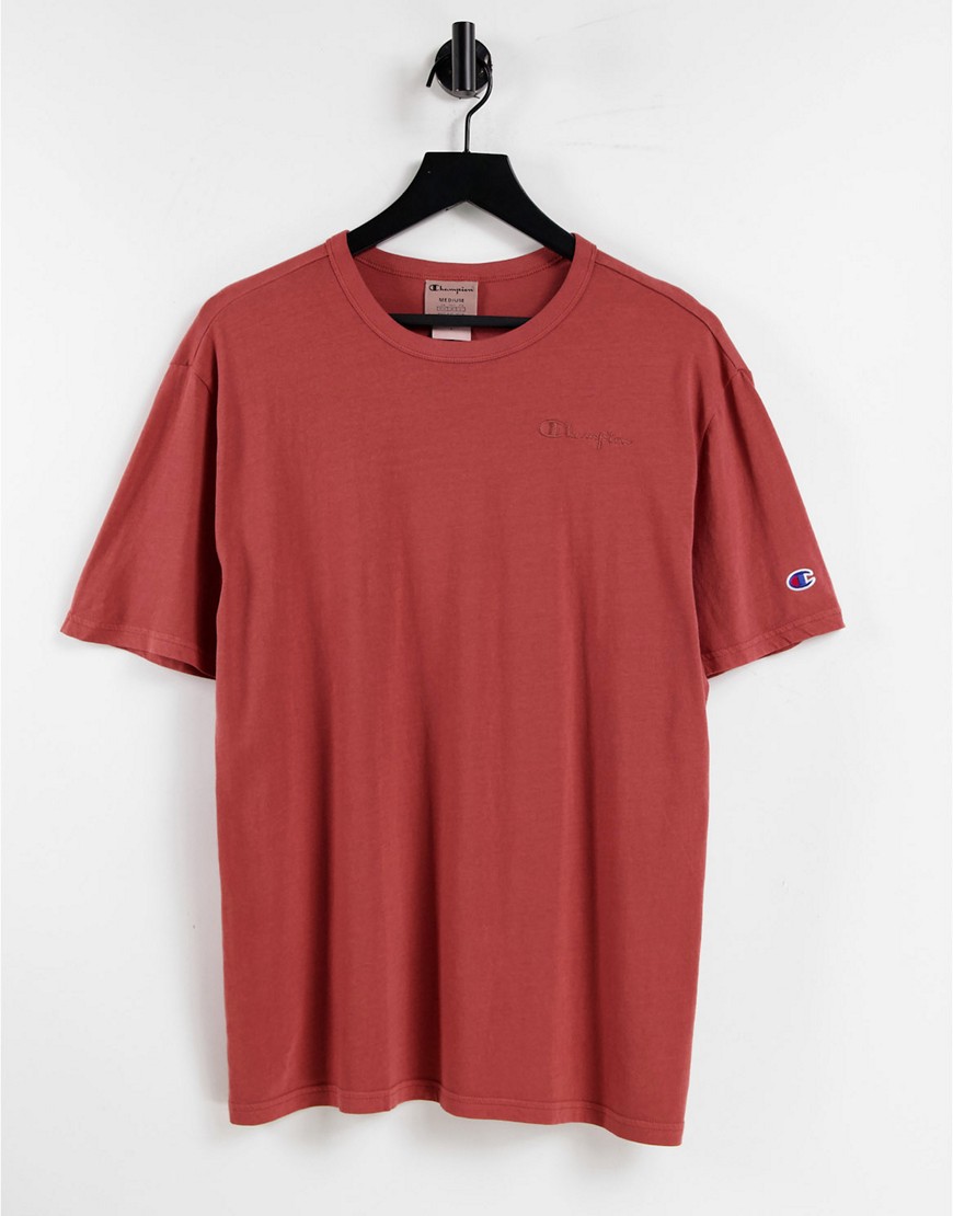 Champion oversized small logo t-shirt in washed pink