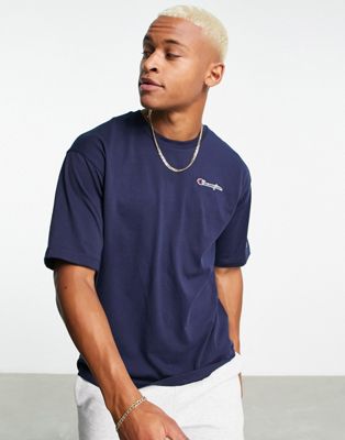 Champion oversized t-shirt with small logo in navy - ASOS Price Checker