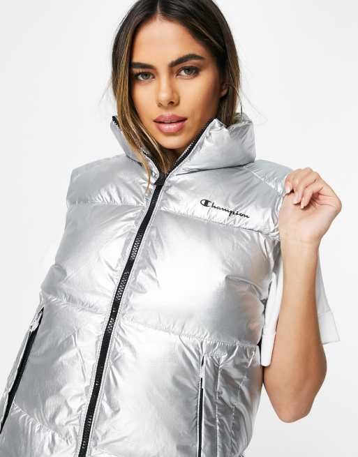 Champion padded gilet in silver | ASOS