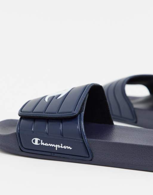 Champion Panama velcro slides in navy ASOS