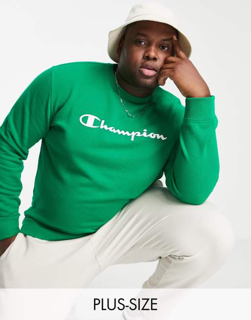 Green champion clearance crewneck sweatshirt