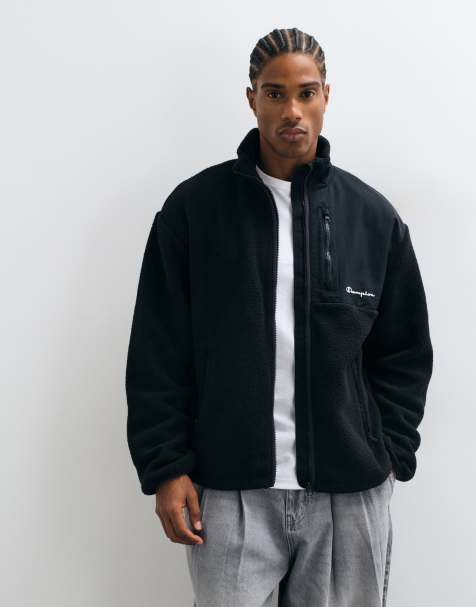 Champion Polar-Fleece-Oberteil mit durchgehendem Reißverschluss in Schwarz - view 1