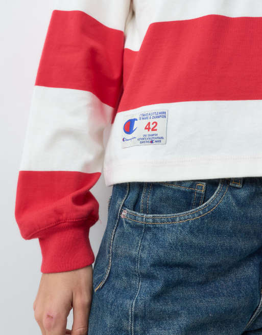 Champion polo corto a rayas en rojo y blanco, 4 de 5