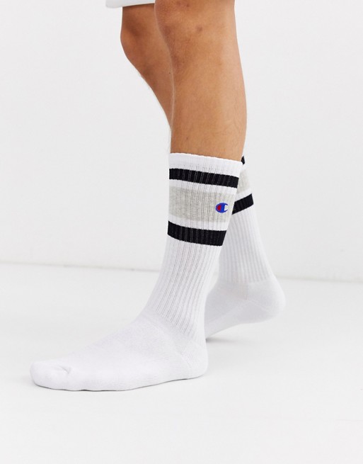 Champion Premium Band embroidered crew socks in white