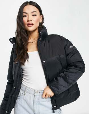 Black champion puffer jacket best sale