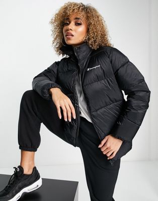 Champion puffer jacket in black - ASOS Price Checker