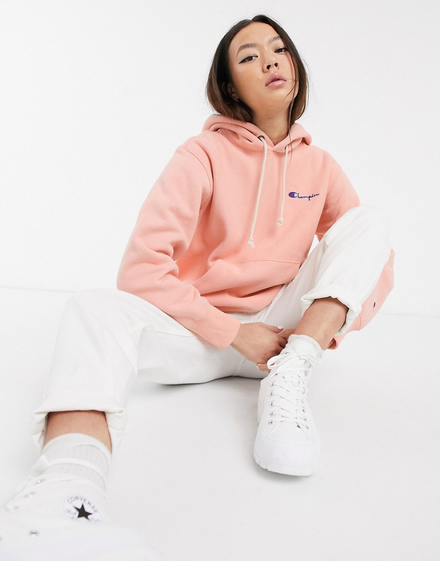 Champion relaxed hoodie with chest logo-Pink