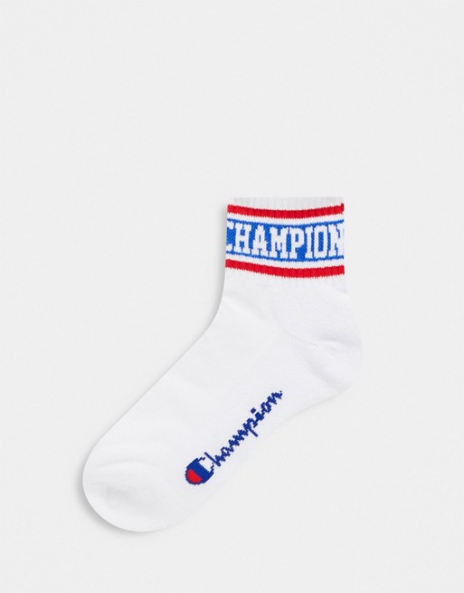 Champion retro ankle socks in white and red