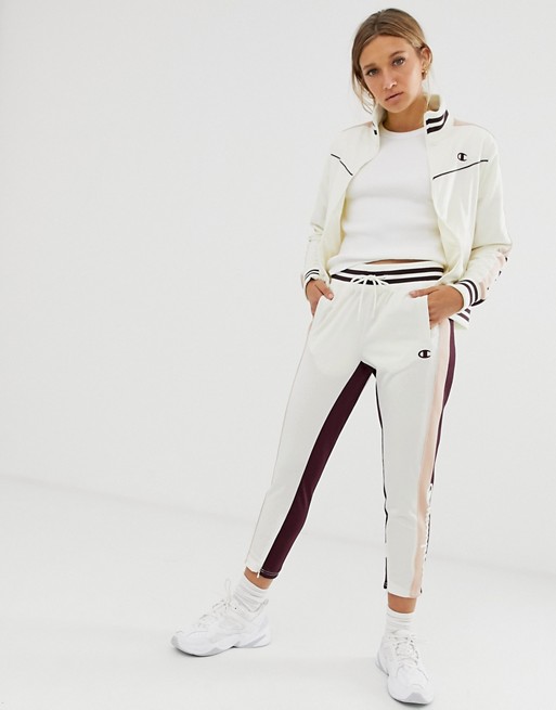 Champion retro tracksuit bottoms with side stripes
