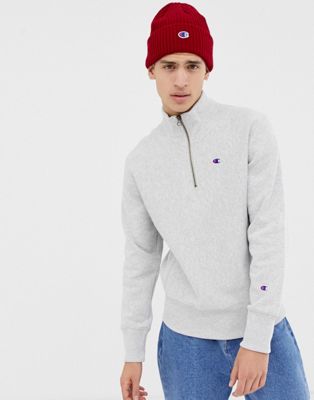 zip sweatshirt with small logo in gray 