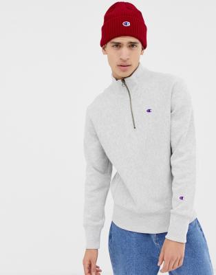 zip sweatshirt with small logo in gray 