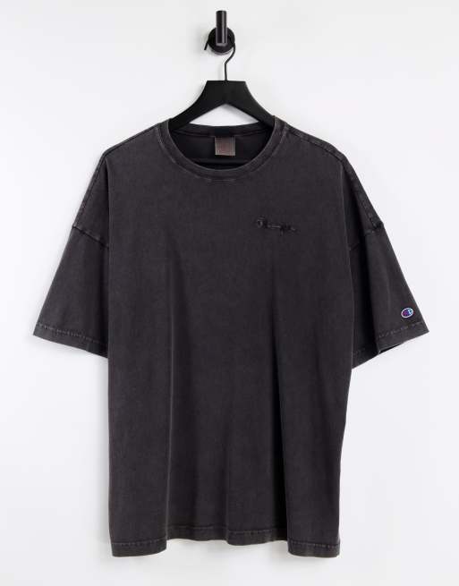 Champion Reverse Weave acid wash t-shirt in black | ASOS
