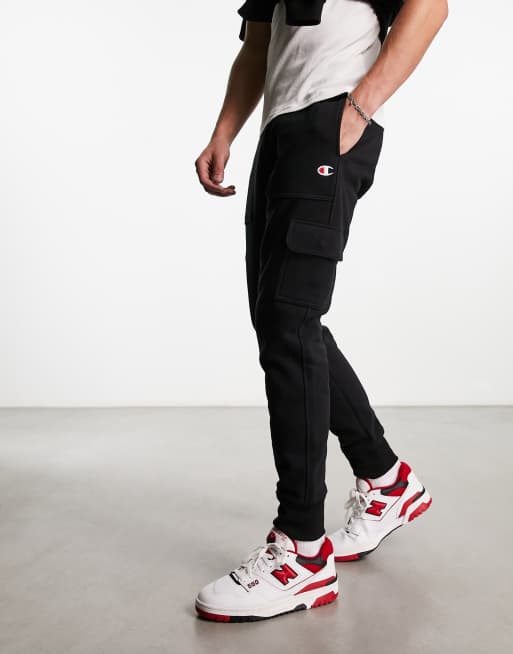 Uretfærdighed semester Skrivemaskine Champion Reverse Weave cargo sweatpants in black | ASOS