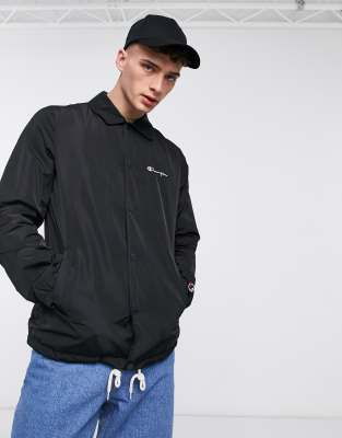 Champion Reverse Weave coach jacket in black ASOS