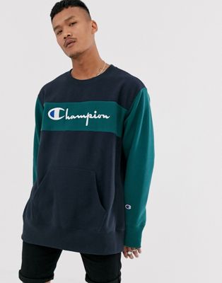 champion colorblock crewneck sweatshirt