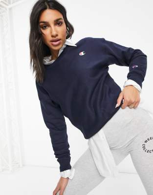 champion reverse weave crew navy