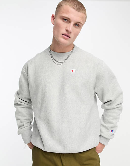 Champion Reverse Weave crew neck sweatshirt in gray | ASOS