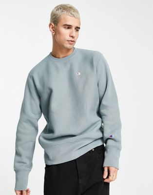 Champion Reverse Weave embroidered small logo sweatshirt in blue