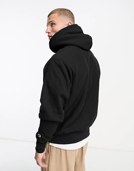 Champion reverse weave hoodie in black | ASOS