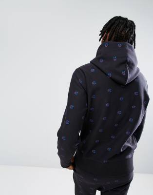 champion reverse weave all over print black hoodie