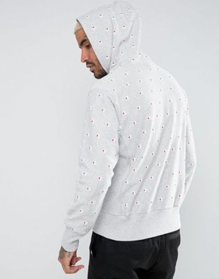 white champion all over print hoodie