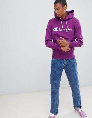 purple reverse weave champion hoodie