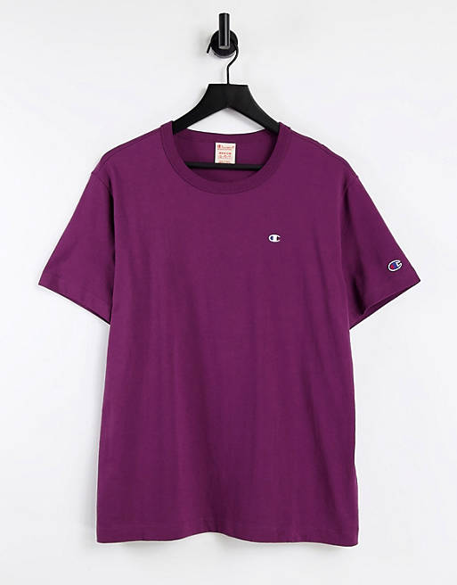 Champion Reverse Weave logo oversized t-shirt in deep purple