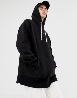 champion reverse weave oversized hoodie with small script logo in black