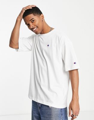Champion Reverse Weave oversized embroidered small logo t-shirt in white