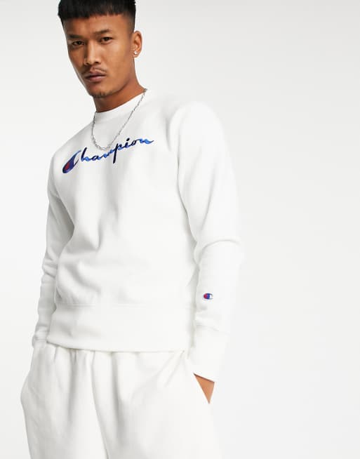 Champion Reverse Weave script logo sweatshirt in white