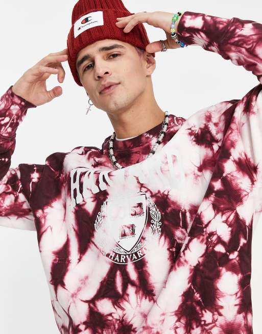 Champion - Reverse Weave - Sweatshirt in collegestijl en tie-dye in rood