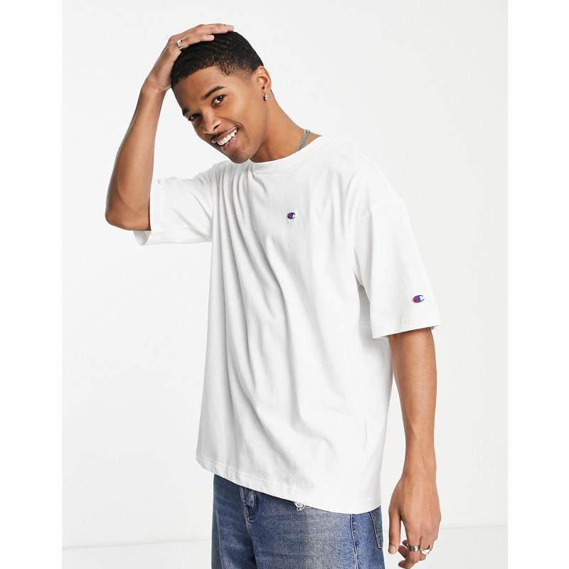 aixDN Activewear Champion - Reverse Weave - T-shirt oversize bianca con logo piccolo