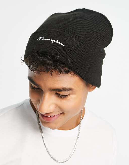 Champion ribbed beanie in black