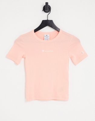 Champion ribbed t-shirt in peach