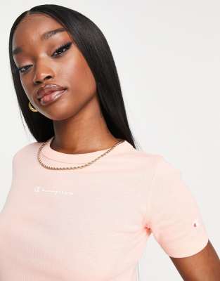champion ribbed t-shirt in peach
