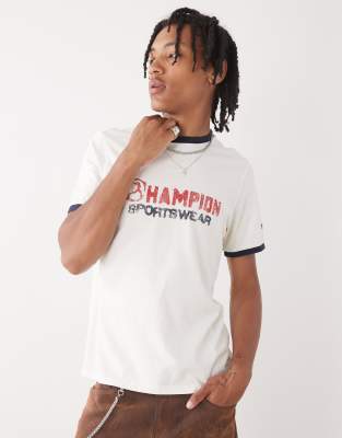 Champion Ringer t-shirt in beige and black | ASOS