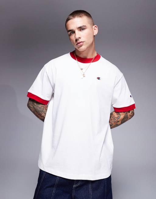 Red and white champion shirt sales