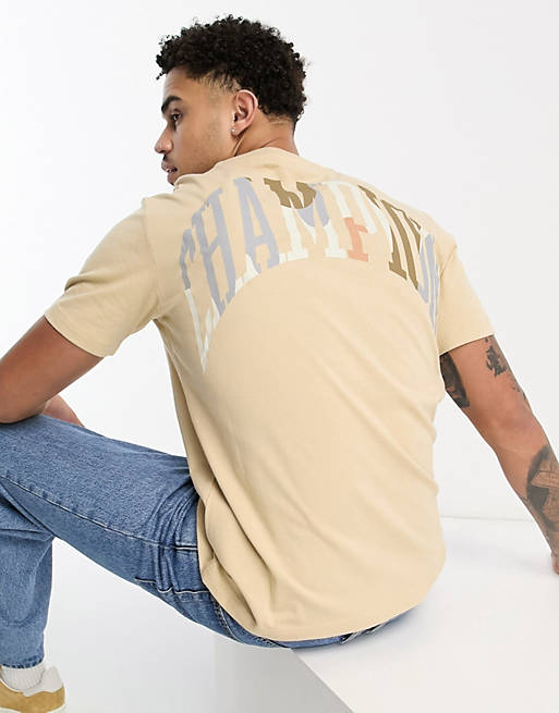 Champion Rochester city explorer t-shirt with back logo in beige | ASOS