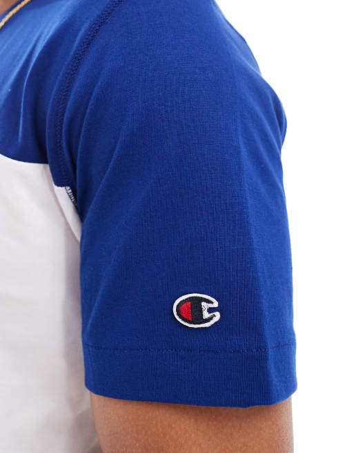 Champion Rochester collegiate colourblock t-shirt in blue and white, 4 of 4