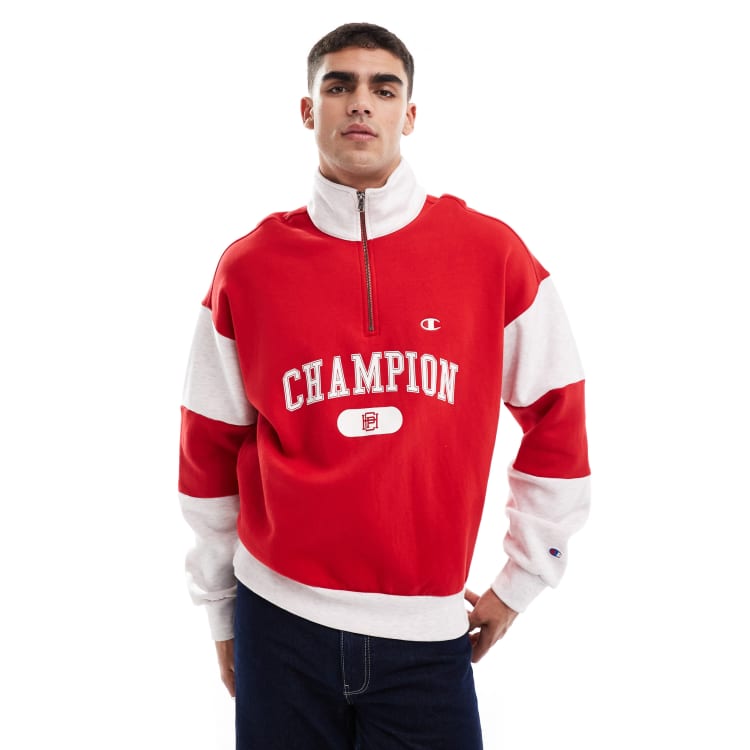 Felpa champion rossa strisce bianche online