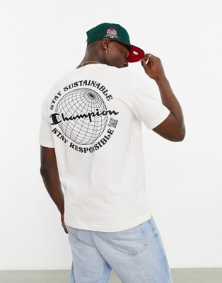 Champion Rochester  future t-shirt with back globe print in white - ASOS Price Checker