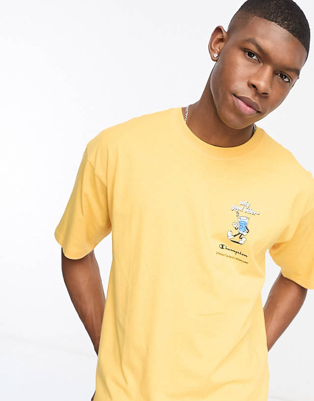 Champion - rochester good vibes graphic print t-shirt in yellow
